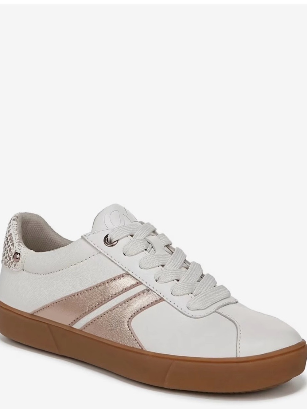 Naturalizer White Sneakers with Rose Gold Trim and Gum Sole
